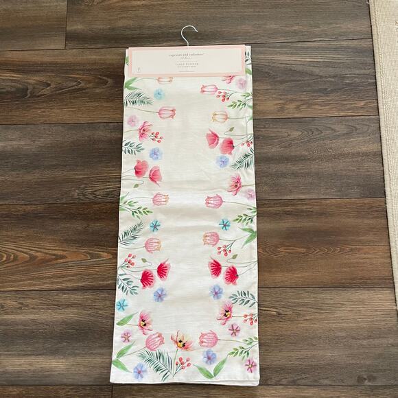 Cupcakes and Cashmere Spring Floral Multicolor Embroidered 14 X 72 Table Runner - Picture 10 of 16